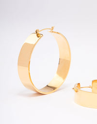 Waterproof Gold Plated Stainless Steel Large Smooth Hoop Earrings - link has visual effect only