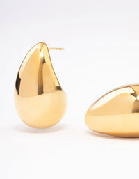 Waterproof Gold Plated Waterproof Stainless Steel Large Teardrop Earrings - link has visual effect only