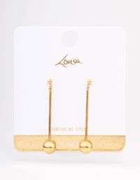 Waterproof Gold Plated Stainless Steel Small Stick & Drop Earrings - link has visual effect only