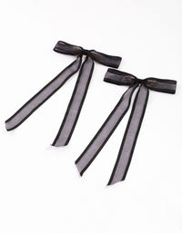 Black Fabric Border Organza Bow Hair Clip Pack - link has visual effect only