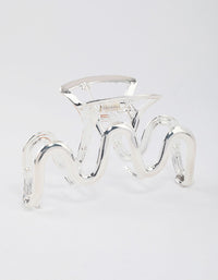 Silver Metal Wavy Hair Claw Clip - link has visual effect only