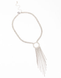 Silver Diamante Tassel Long Y-Necklace - link has visual effect only