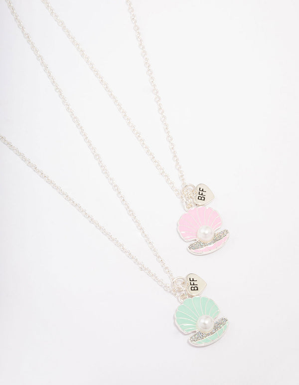 Kids Silver Shell Pendant Necklace Pack