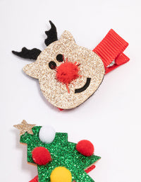 Kids Fabric Christmas Reindeer Hair Clips - link has visual effect only