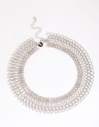 Rhodium Wide Link Chain Necklace - link has visual effect only