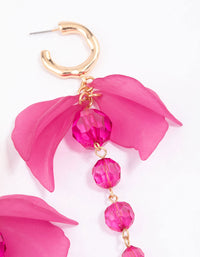 Gold Pink Petal Facet Beaded Drop Earrings - link has visual effect only