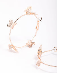 Rose Gold Butterfly Medium Hoop Earrings - link has visual effect only