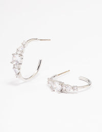 Silver Cubic Zirconia Graduating Hoop Earrings - link has visual effect only