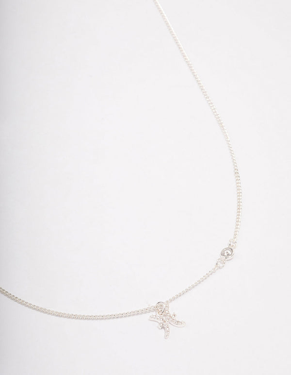 Silver Plated Pisces Necklace With Cubic Zirconia Pendant