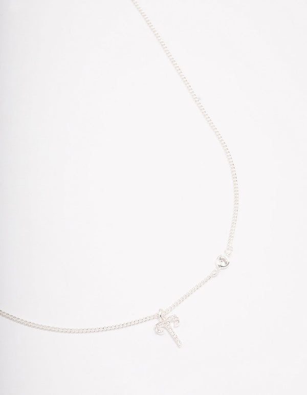 Silver Plated Aries Necklace With Cubic Zirconia Pendant