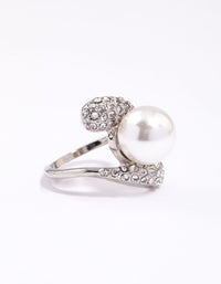 Rhodium Paved Statement Pearl Ring - link has visual effect only