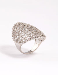 Rhodium Cubic Zirconia Shield Ring - link has visual effect only