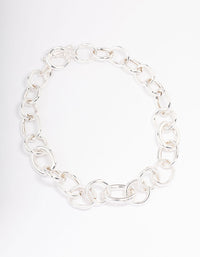 Silver Threaded Chain Short Necklace - link has visual effect only