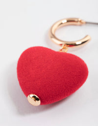 Gold Puffy Fuzzy Heart Drop Earrings - link has visual effect only