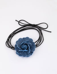 Blue Denim Cord Flower Choker - link has visual effect only