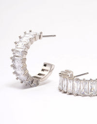 Rhodium Cubic Zirconia Baguette Hoop Earrings - link has visual effect only