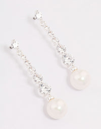 Silver Cubic Zirconia Pearl Drop Earrings - link has visual effect only