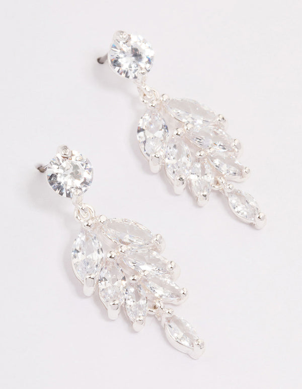 Silver Cubic Zirconia Drop Statement Earrings