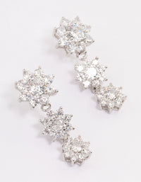 Rhodium Cubic Zirconia Drop Flower Earrings - link has visual effect only