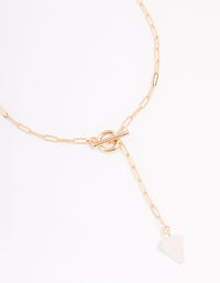 Gold Rose Quartz Charm T&O Pendant Necklace - link has visual effect only