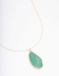 Gold Green Aventurine Organic Pendant Necklace - link has visual effect only