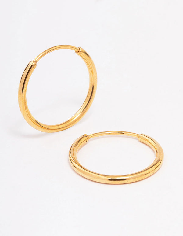 Gold Plated Surgical Steel Thin Hoop Earrings 18mm