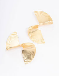 Gold Plated Twisted Fan Statement Stud Earrings - link has visual effect only