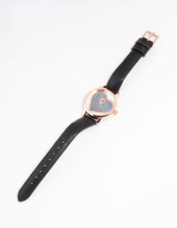 Black Faux Leather Large Heart Face Watch - link has visual effect only