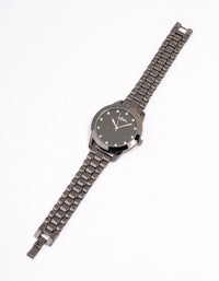 Coated Black Square Crystal Marker Watch - link has visual effect only