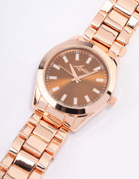 Rose Gold Thick Marking Oyster Watch - link has visual effect only