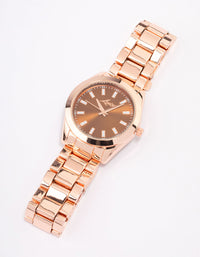 Rose Gold Thick Marking Oyster Watch - link has visual effect only