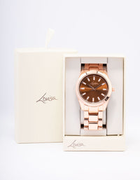 Rose Gold Thick Marking Oyster Watch - link has visual effect only