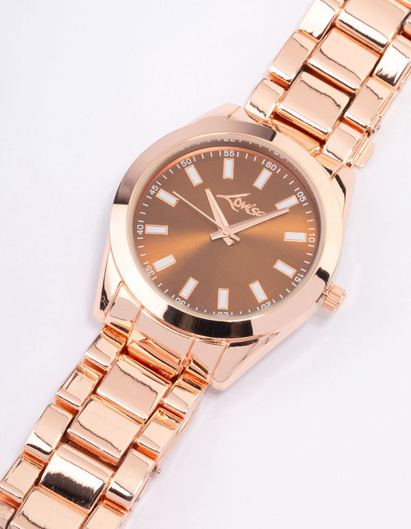 Rose Gold Thick Marking Oyster Watch