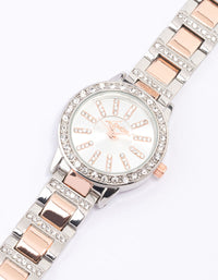 Mixed Metal Crystal Marker Bezel Watch - link has visual effect only