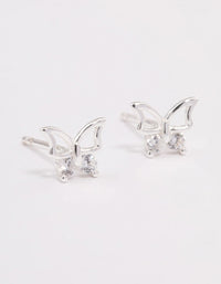 Sterling Silver Diamante Stud Earrings - link has visual effect only