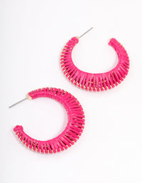 Gold Medium Fabric C-Shape Hoop Earrings - link has visual effect only