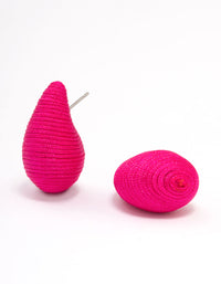 Pink Fabric Mini Teardrop Earrings - link has visual effect only