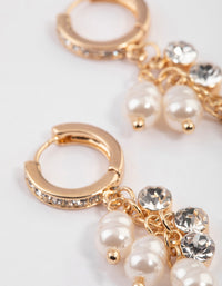 Gold Multi Pearl Huggie Earrings - link has visual effect only