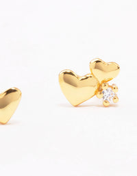 Gold Plated Sterling Silver Graduating Heart Crawler Stud Earrings - link has visual effect only