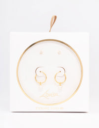 Gold Plated Sterling Silver Cubic Zirconia & Pearl Huggie Earring Pack - link has visual effect only