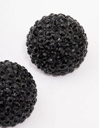 Black Coated Statement Diamante Dome Stud Earrings - link has visual effect only