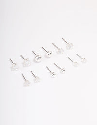 Silver Cubic Zirconia & Ball Stud Earrings - link has visual effect only