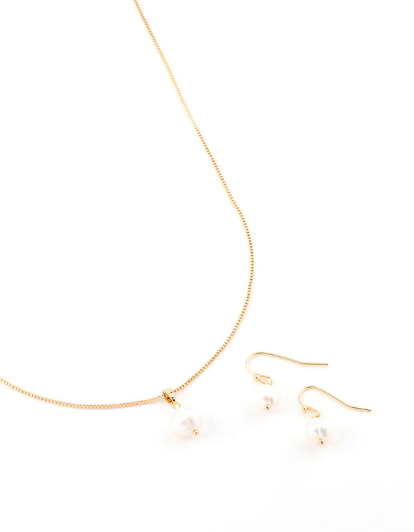 Gold Plated Freshwater Pearl Jewellery Set