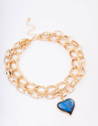 Gold Double Row Chunky Heart Necklace - link has visual effect only