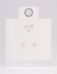 Sterling Silver Pink Oval Stud Earrings - link has visual effect only