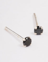 Sterling Silver Black Stud Earrings - link has visual effect only