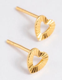 Gold Plated Sterling Silver Sunray Heart Stud Earrings - link has visual effect only