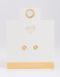 Gold Plated Sterling Silver Sunray Heart Stud Earrings - link has visual effect only