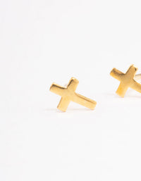 Gold Plated Sterling SIlver Mini Cross Stud Earrings - link has visual effect only