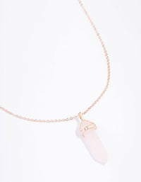 Rose Gold Semi-Precious Rose Quartz Statement Shard Necklace - link has visual effect only